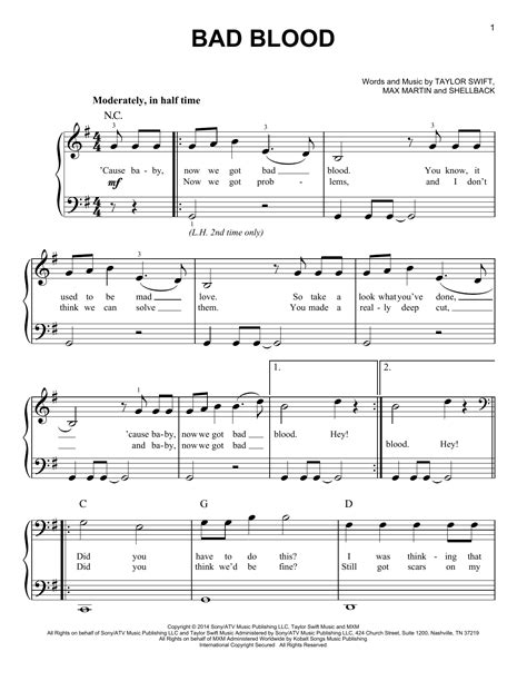 bad blood piano chords Reader