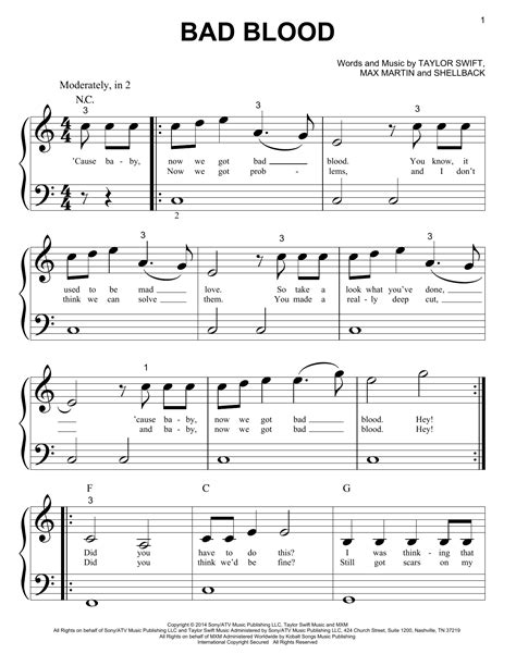 bad blood sheet music Doc