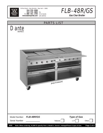 bakers pride flb 48gs grills owners manual PDF