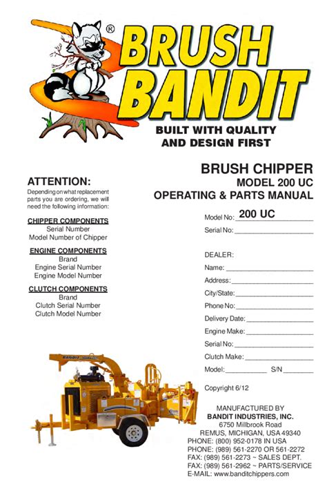 bandit 200 parts manual Doc