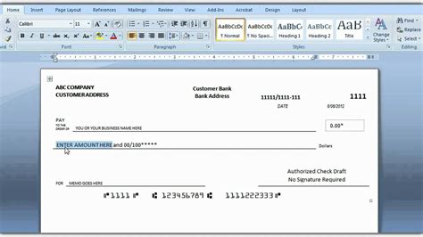 bank check template microsoft word Epub