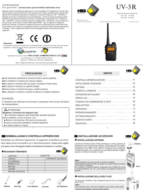 baofeng uv 3r manuale italiano Doc