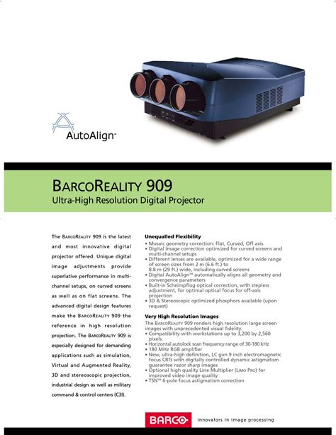 barco barcoreality 909 projectors owners manual Reader