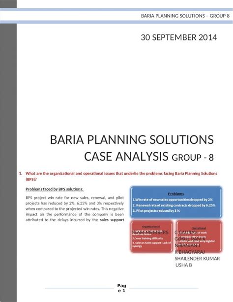 baria planning solutions case analysis Kindle Editon