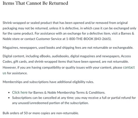 barnes and noble return policy Epub