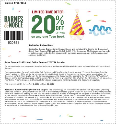 Barnes Noble Coupons Printable