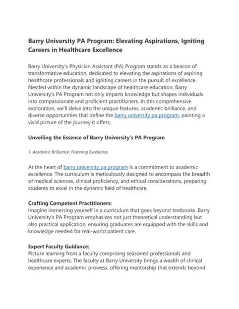 barry university pa program requirements