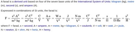 base units of farad