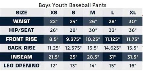 Baseballism Youth Size Chart