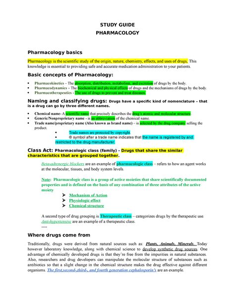 basic pharmacology study guide answer key elsevier Doc