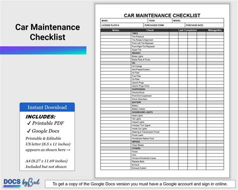 basic vehicle maintenance checklist Kindle Editon