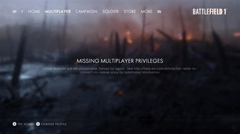 battlefield 1 multiplayer privileges missing