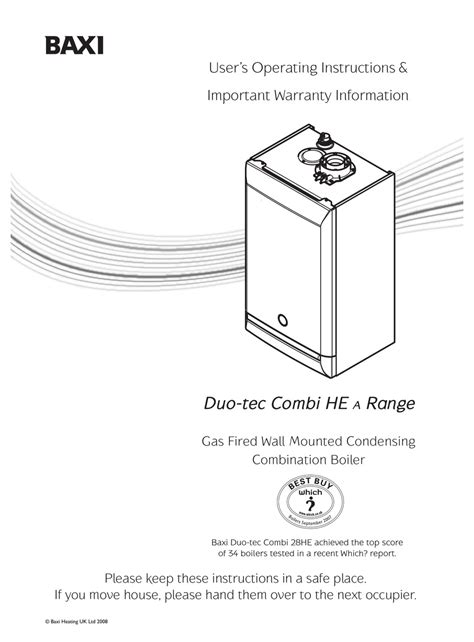 baxi combi range manual PDF