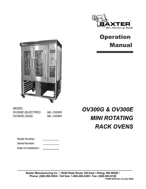 baxter gas rack oven service manual Ebook Doc