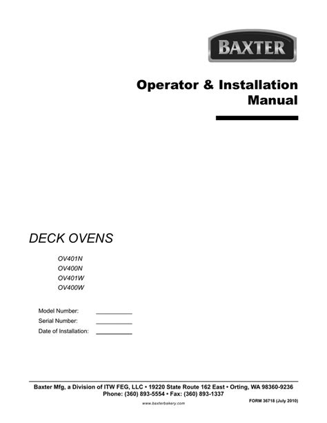 baxter oven owners manual Epub