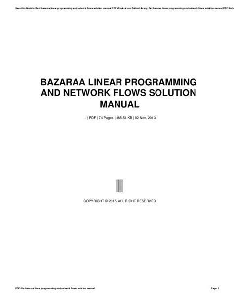 bazaraa network flows solution manual Epub