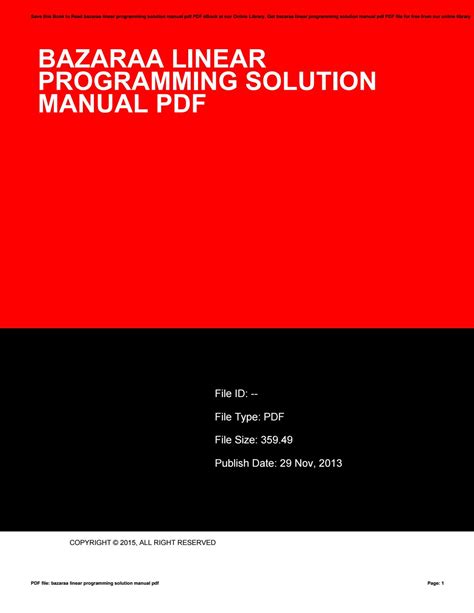 bazaraa solution manual Reader