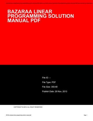bazaraa solution manual Ebook PDF