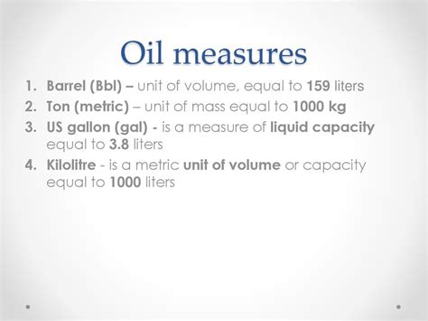 bbl unit of measurement