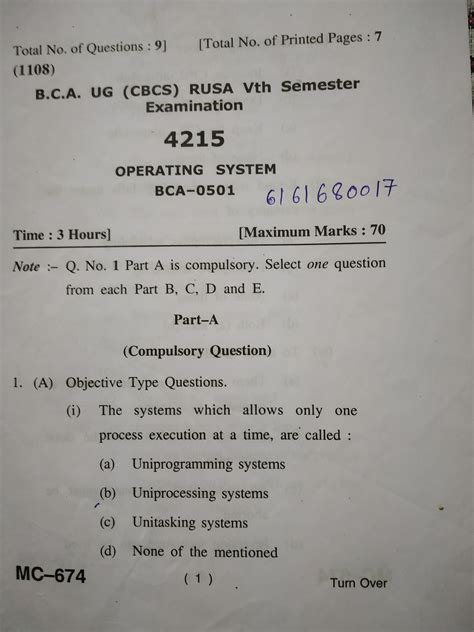 bca 3rd semester operating system questions paper Reader
