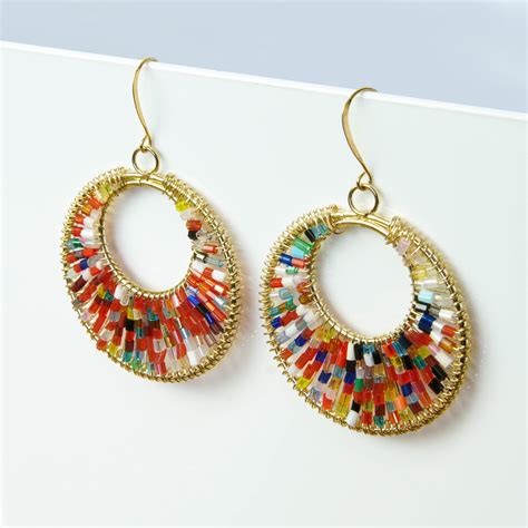 beaded hoop earrings