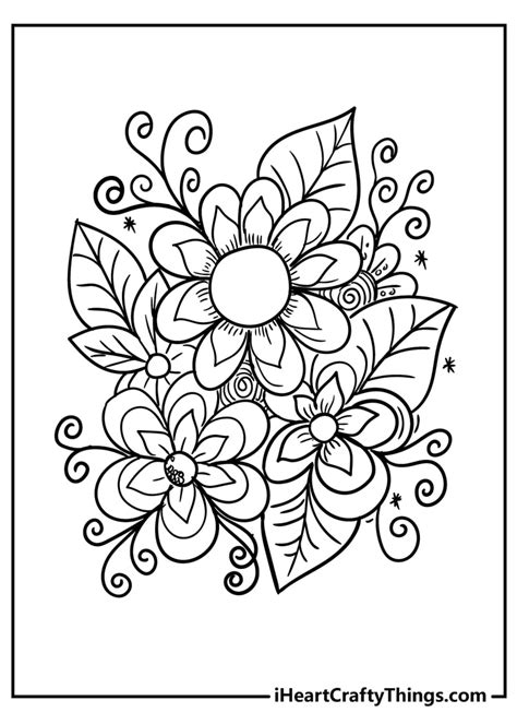 beautiful flowers patterns coloring book PDF