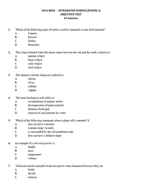 bece 2014 june science paper Kindle Editon