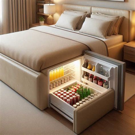 bed with fridge