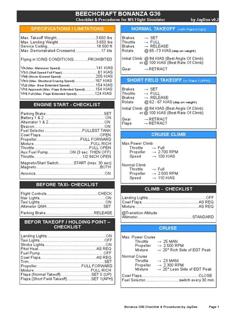 beechcraft bonanza checklist pdf Ebook Epub