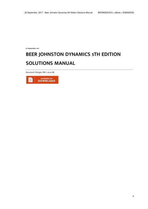 beer johnston dynamics 5th edition solutions manual Doc