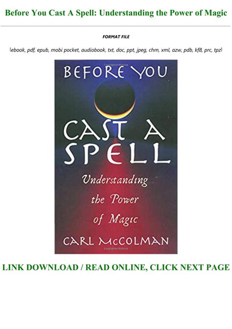 before you cast a spell understanding the power of magic PDF