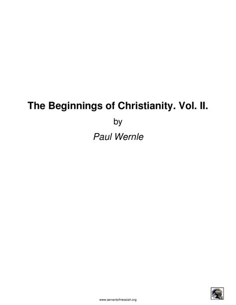 beginnings christianity ii paul wernle PDF