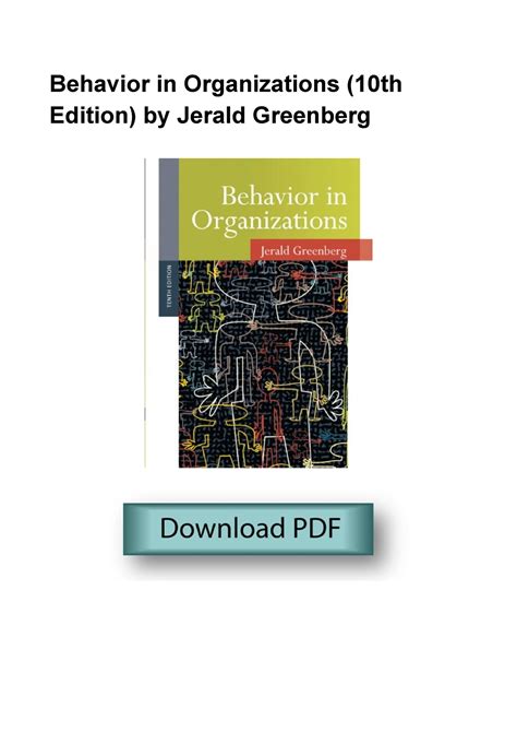 behavior in organizations 10th edition Reader