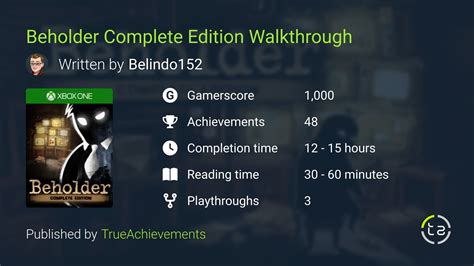 Beholder Achievement Walkthrough