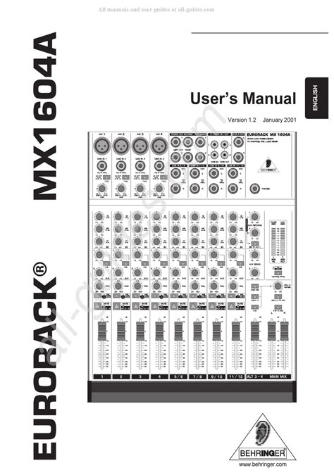 behringer mx1604a owners manual Epub