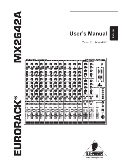 behringer mx2642a owners manual Kindle Editon