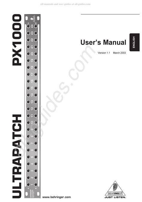 behringer px1000 owners manual Reader