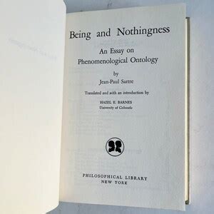 being and nothingness an essay on phenomenological ontology Doc