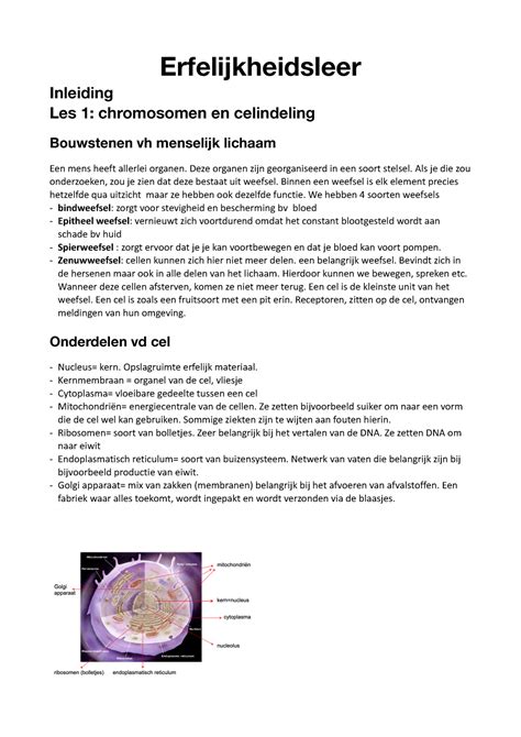 beknopte inleiding in de erfelijkheidsleer Doc