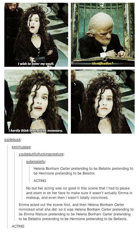 bellatrix pretending to be emma watson being hermione