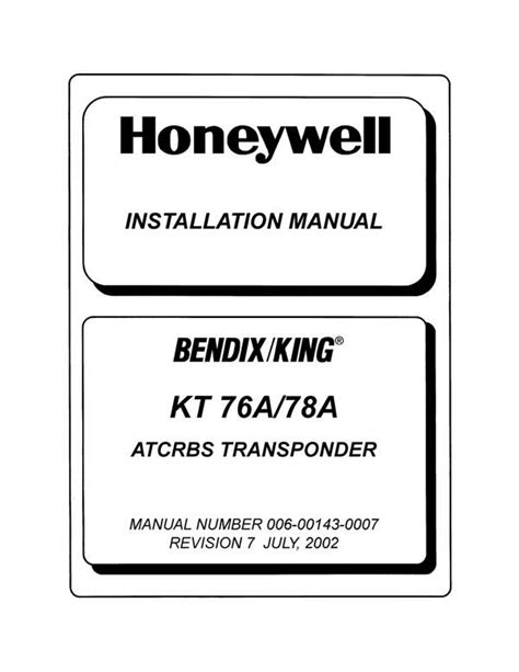 bendix king kt 78 transponder installation manual Epub