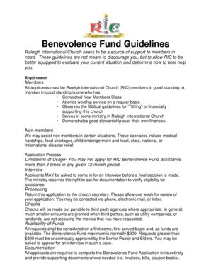 benevolent fund guidelines for church Doc