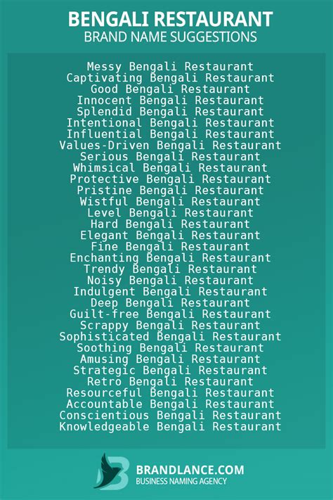 bengali catering name list