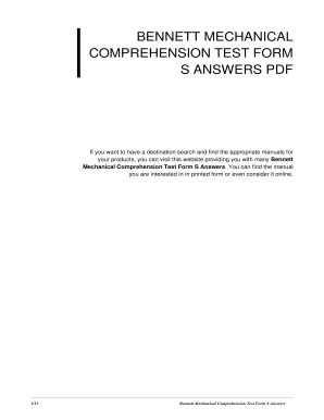 bennett mechanical comprehension test form s answers PDF