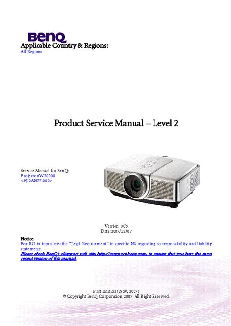 benq w20000 projectors owners manual PDF