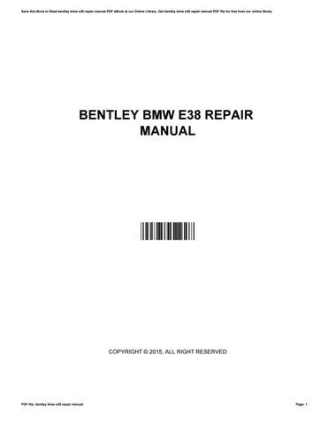 bentley repair manual e38 Epub