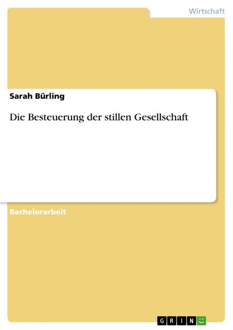 besteuerung stillen gesellschaft sarah b rling Epub