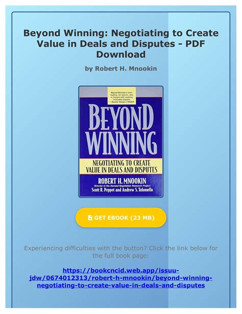 beyond winning negotiating to create value in deals and disputes paperback Ebook PDF