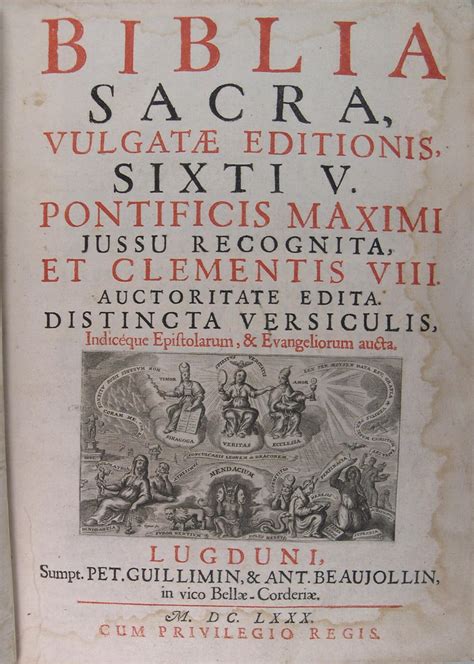 biblia sacra vulgatae editionis sixti v pont max iussu recognita et clementis viii auctoritate edita ab artificibus hisce temporibus vigentibus ornata Doc