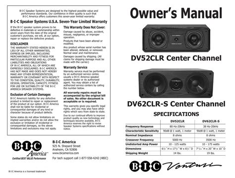 bic america dv52clr speakers owners manual Kindle Editon